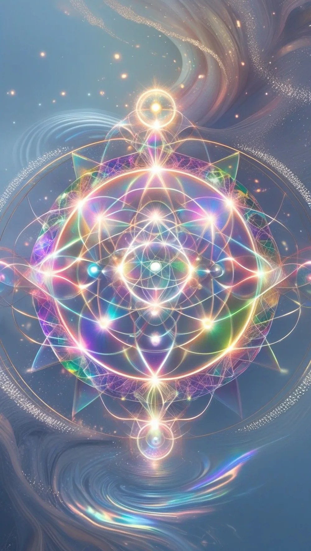Arany, virág-mandala fénygeometria — a hangtálak rezgésének jelképe